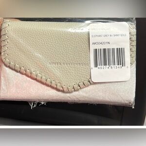 New Hobo Leather Wallet Wristlet Elephant Grey / Shinny Gold (B3)